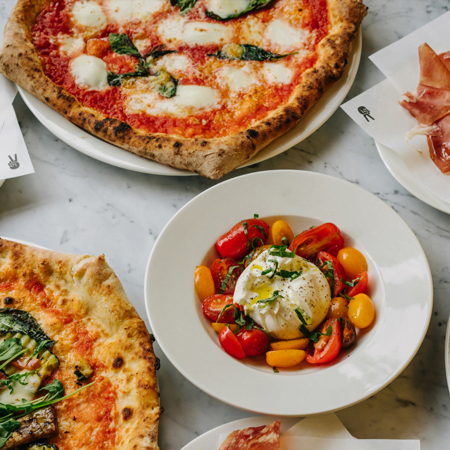 Italian dishes and pizzas